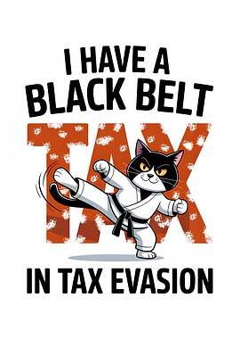 Funny Cat Black Belt Tax Evasion