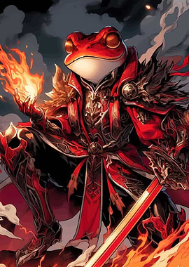 Fantasy Frog Warrior with Fire