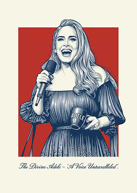 Adele Singing with Microphone and Mug