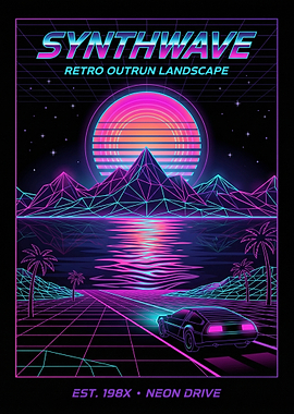 Synthwave Retro Outrun Landscape