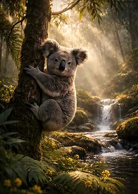 Koala in a Lush Forest