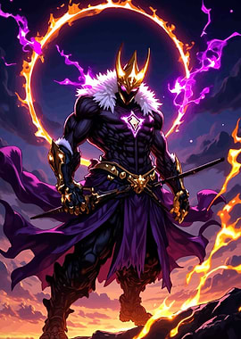 Dark King with Fiery Aura