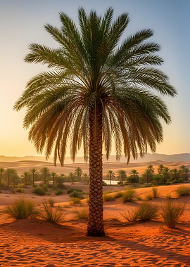 Desert Oasis at Sunset