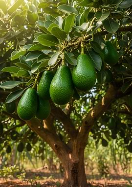 Avocado tree with ripe fruit