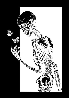 Skeleton and Butterflies