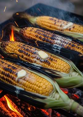 Corn on the grill with butter