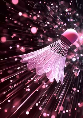 Pink Badminton Shuttlecock with Streaks