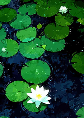 Water Lilies on Dark Water