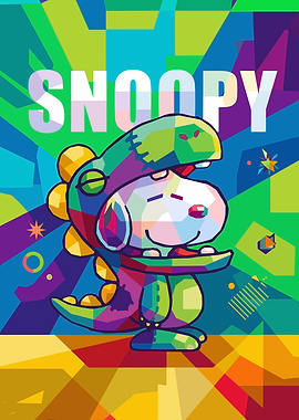 Snoopy in Dinosaur Costume Pop Art