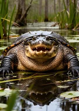 Snapping Turtle in Swamp