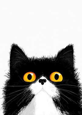 Close-up of a Black and White Cat