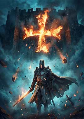 Knight Before Burning Castle