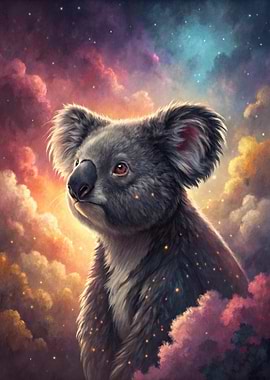 Koala in a Cosmic Dreamscape