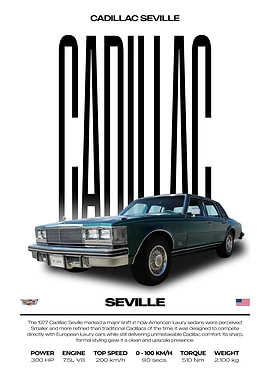 Cadillac Seville Vintage Car Poster