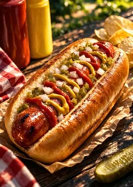 Gourmet Hot Dog with Condiments