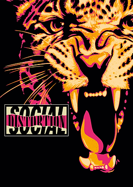 Roaring Leopard with Social Distortion Text