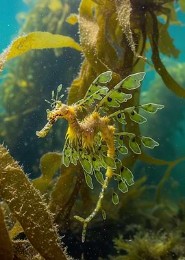 Leafy Sea Dragon in Kelp Forest