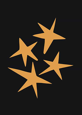 Four Orange Stars on Black Background