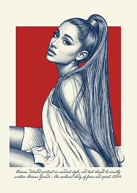 Ariana Grande Woodcut Portrait