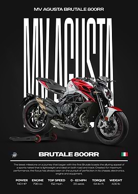 MV Agusta Brutale 800RR Motorcycle Poster