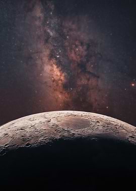 Moon and Milky Way Galaxy