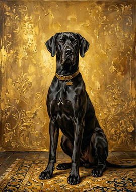 Great Dane Portrait on Gold Background