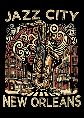 Jazz City New Orleans Music Saxophone Souvenir