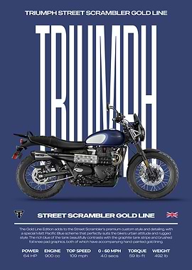 Triumph Street Scrambler Gold Line Motorcycle Poster