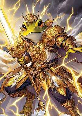 Golden Frog Warrior with Lightning Sword