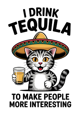 Cat Drinking Tequila