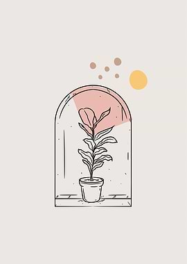 Minimalist Potted Plant Illustration