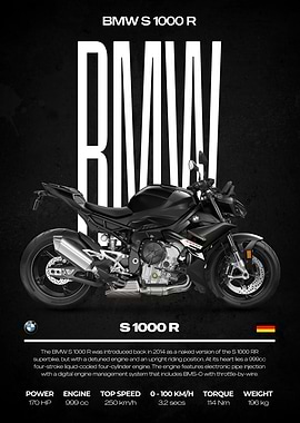 BMW S 1000 R Motorcycle Poster