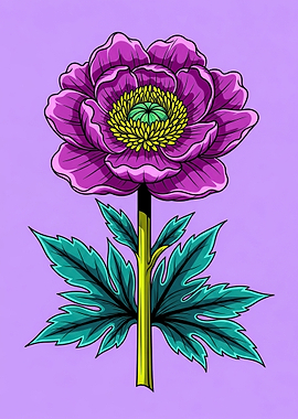 Vibrant Purple Poppy Illustration