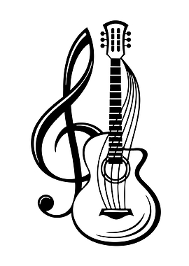 Guitar and Treble Clef Illustration