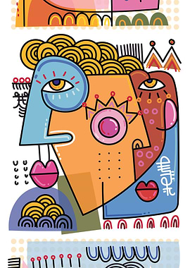 Abstract Faces with Bold Colors