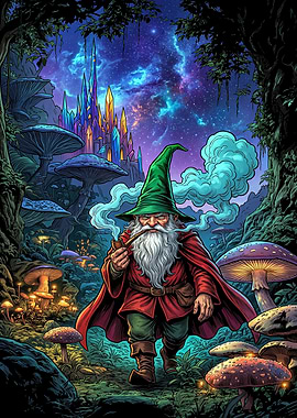 Fantasy Gnome in Enchanted Forest