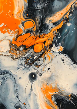 Abstract Orange and Gray Swirls