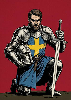 Knight with Swedish Flag