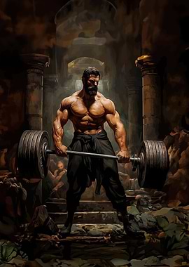 Muscular Man Lifting Weights