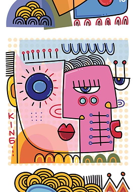 Abstract Face with Colorful Shapes