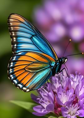 Vibrant Butterfly on Purple Flower