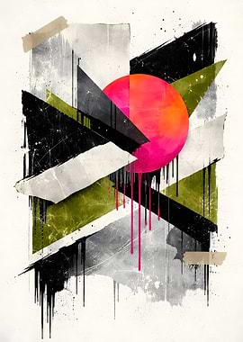 Abstract Geometric Drip Art