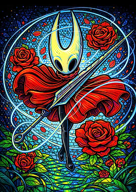 Hornet with Roses Stained Glass Art