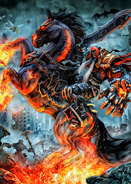 War Horseman on Fiery Steed