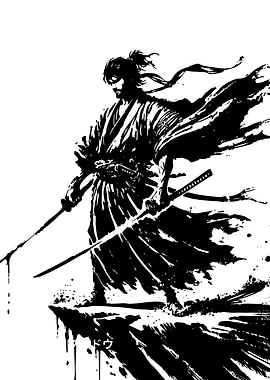 Samurai Warrior with Two Swords