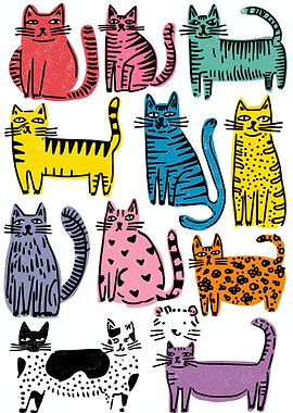 Collection of Illustrated Cats