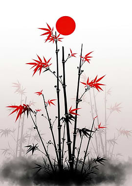 Red Bamboo and Sun