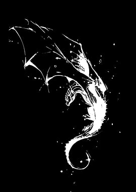 White Dragon Splatter Art