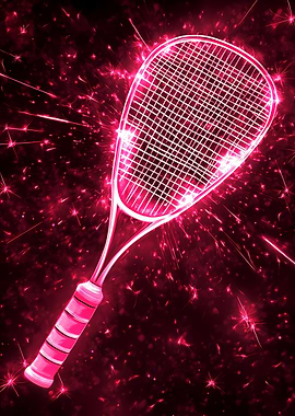 Neon Pink Squash Racquet with Sparkles