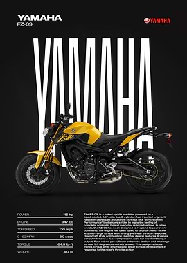 Yamaha FZ-09 Motorcycle Poster